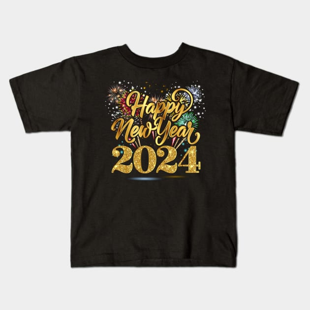 New Years Eve Party Supplies 2024 Happy New Year Kids T-Shirt by antrazdixonlda